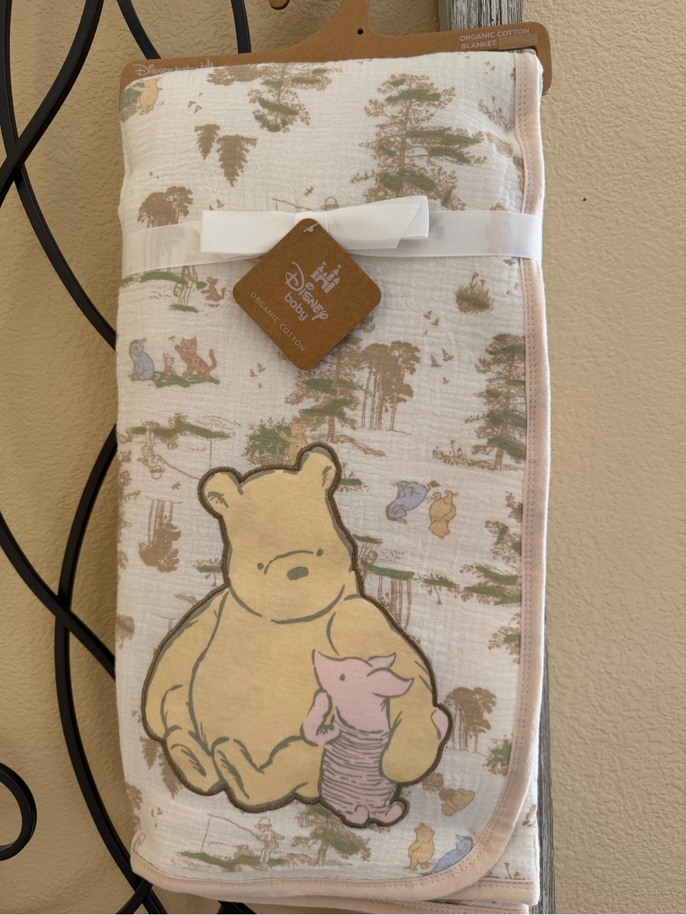 Disney Winnie the Pooh Pink and Yellow Muslin Baby Blanket